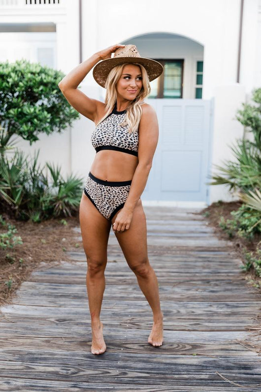 Catch The Ocean Leopard Print Brown Bikini Bottom