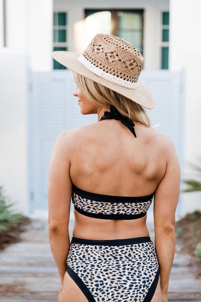 Catch The Ocean Leopard Print Brown Bikini Top