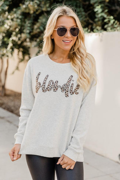 Blondie Animal Print Heather Sand Graphic Sweatshirt
