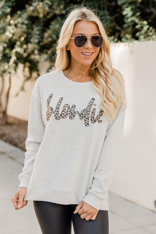 Blondie Animal Print Heather Sand Graphic Sweatshirt