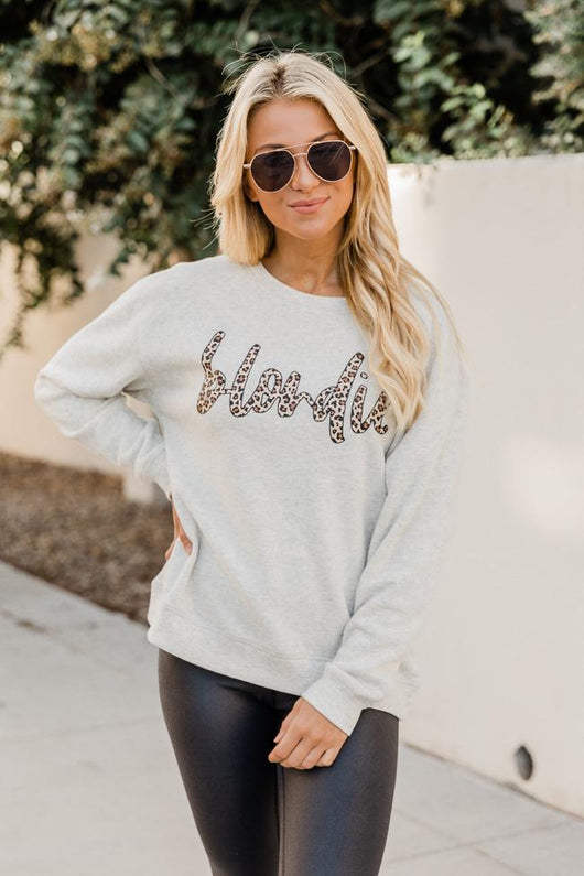 Blondie Animal Print Heather Sand Graphic Sweatshirt