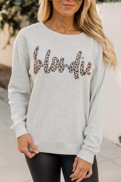 Blondie Animal Print Heather Sand Graphic Sweatshirt
