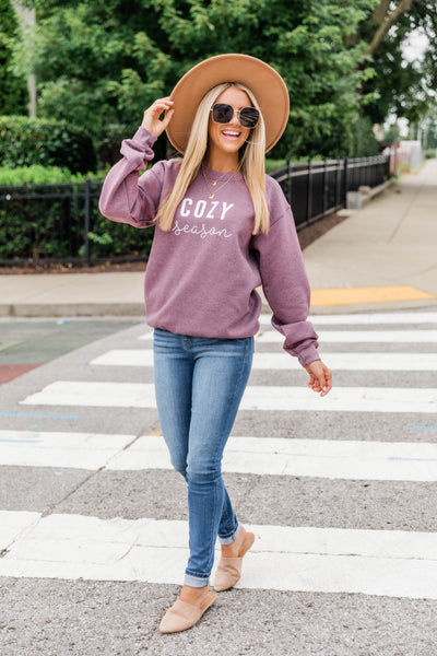 Cozy Season Dark Maroon Graphic Sweatshirt