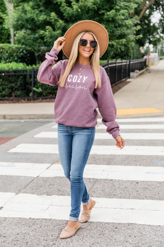 Cozy Season Dark Maroon Graphic Sweatshirt
