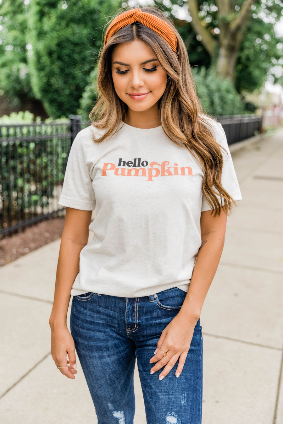 Hello Pumpkin Graphic Heather Natural