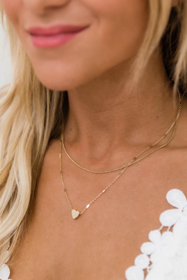 Shine With Love Layered Heart Gold Necklace