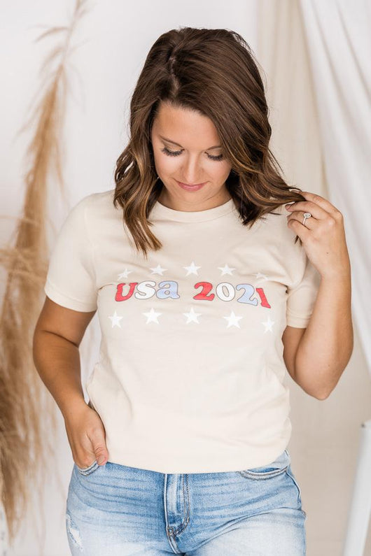 USA 2021 Cream Graphic Tee