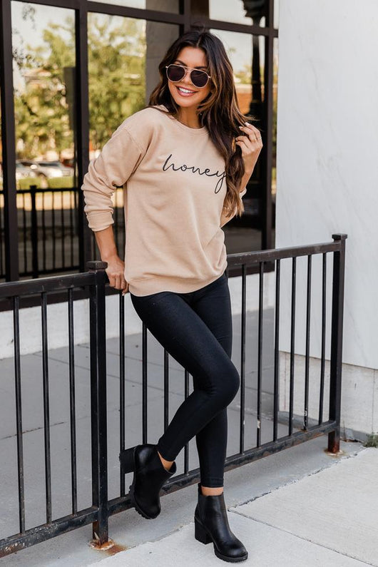Honey Script Gold Graphic Sweatshirt
