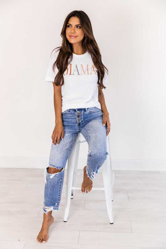Mama Vintage Multi White Graphic Tee