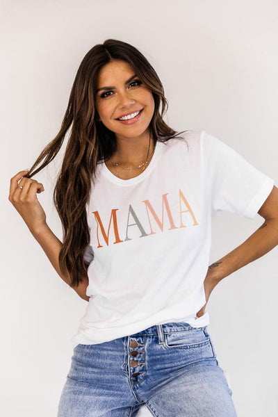 Mama Vintage Multi White Graphic Tee