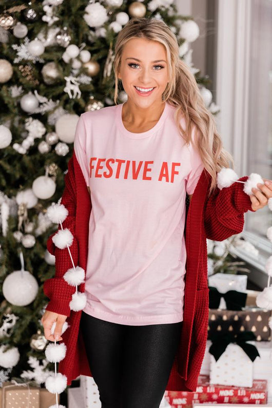 Festive AF Light Pink Graphic Tee