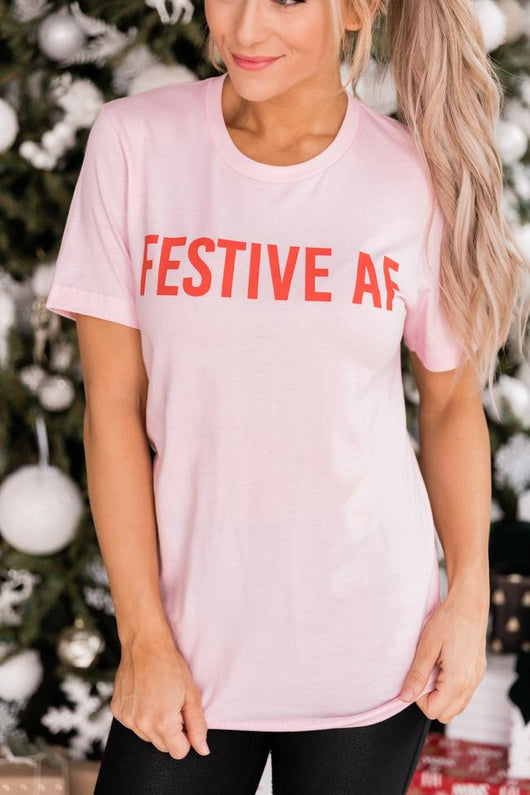 Festive AF Light Pink Graphic Tee