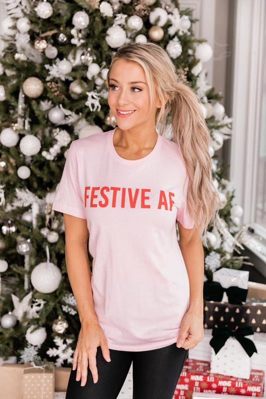 Festive AF Light Pink Graphic Tee