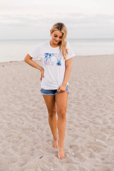 State Tie Dye Graphic Tee White