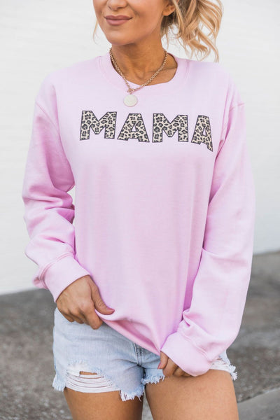 Mama Animal Print Sweatshirt Light Pink