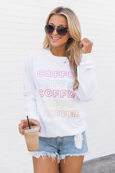 Rainbow Coffee White Sweatshirt