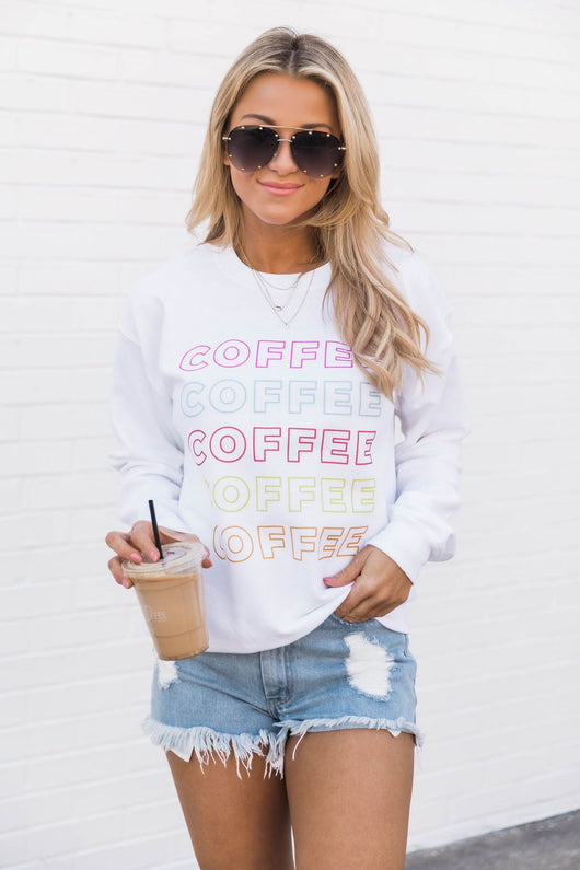 Rainbow Coffee White Sweatshirt