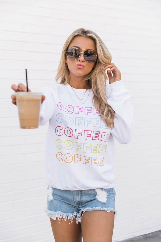 Rainbow Coffee White Sweatshirt