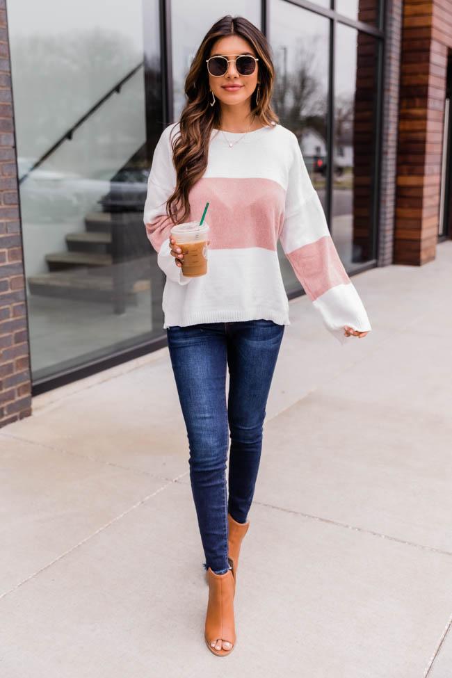 Waiting On The Weekend Colorblock Pullover Pink