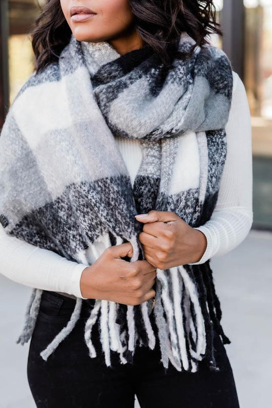 Heart Full Of Joy Grey Colorblock Scarf