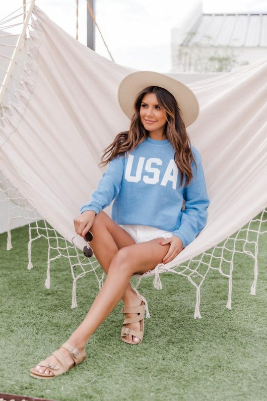 Jersey USA Graphic Corded Blue Sweatshirt