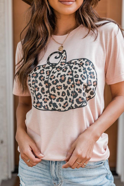 Animal Print Pumpkin Peach Graphic Tee