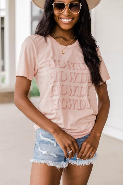 Howdy Wave Graphic Peach Tee