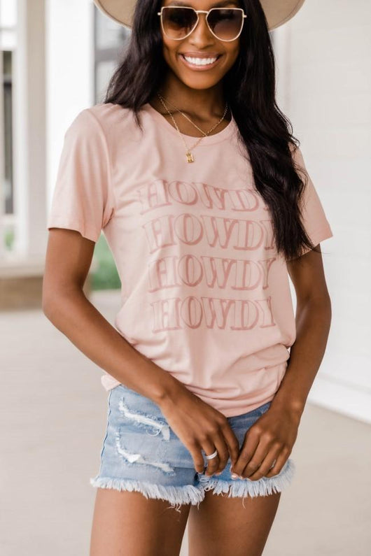 Howdy Wave Graphic Peach Tee