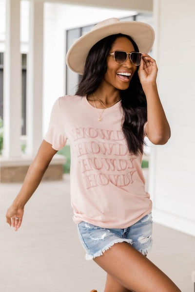 Howdy Wave Graphic Peach Tee