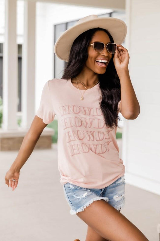 Howdy Wave Graphic Peach Tee