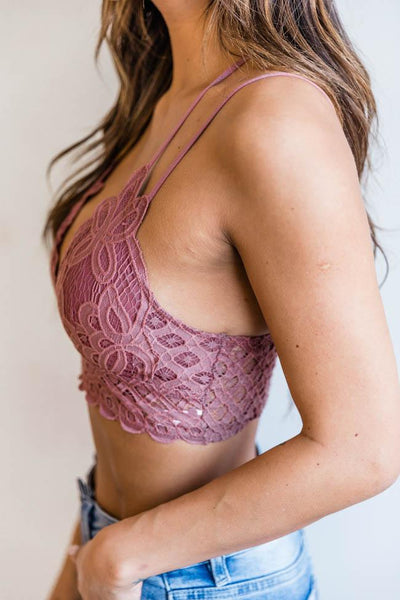 So This Is Love Dark Mauve Lace Bralette