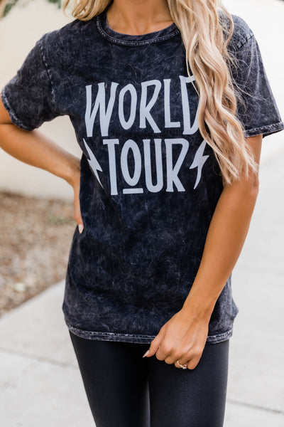 World Tour Graphic Mineral Black Tee