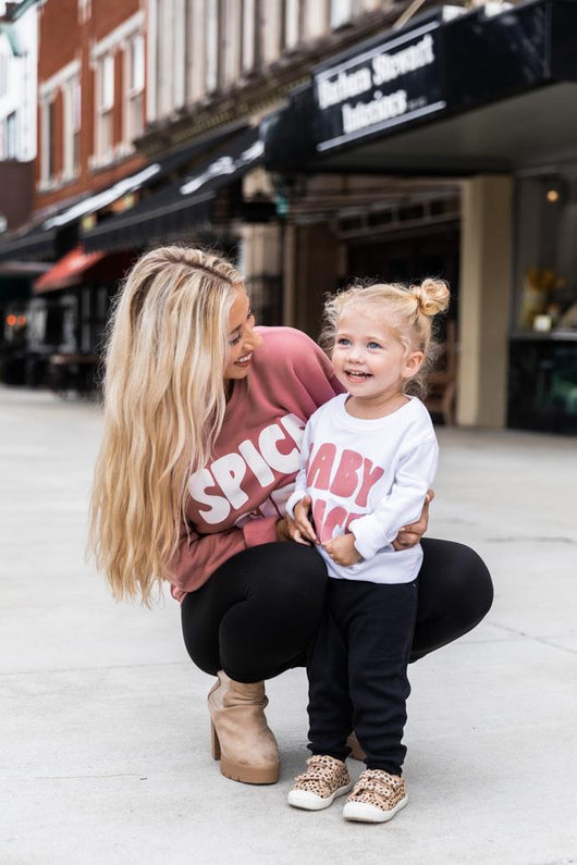 Baby Spice Mauve Toddler Graphic White Sweatshirt