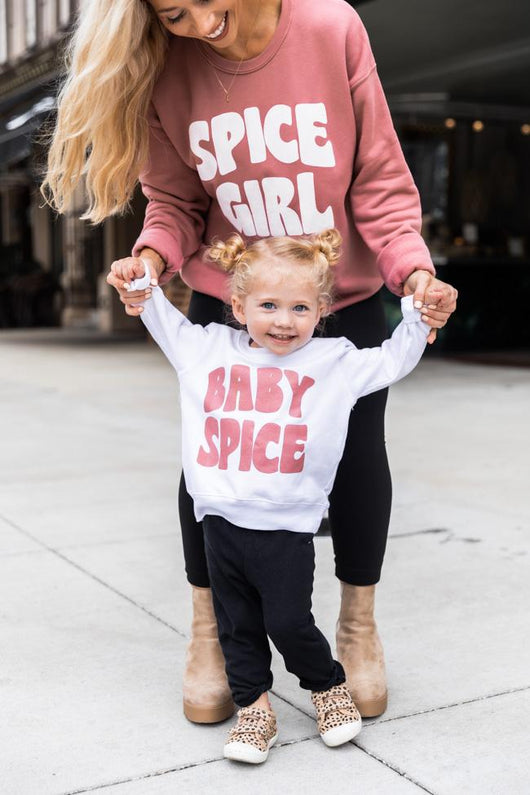 Baby Spice Mauve Toddler Graphic White Sweatshirt