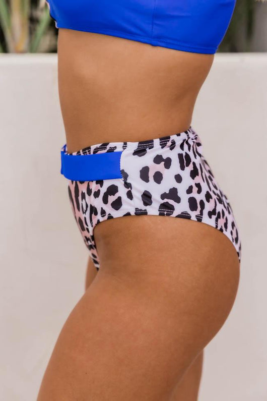 Beach Bum Leopard Print Blue Bikini Bottoms FINAL SALE