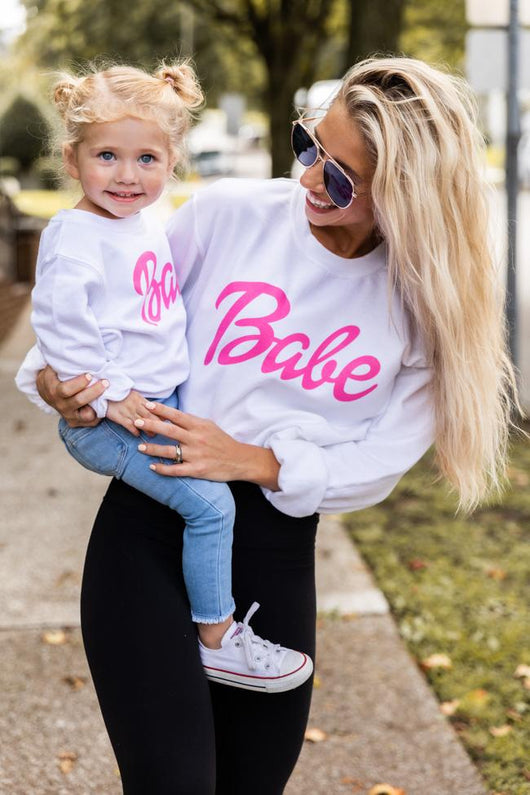 Babe Toddler White Graphic Sweatshirt