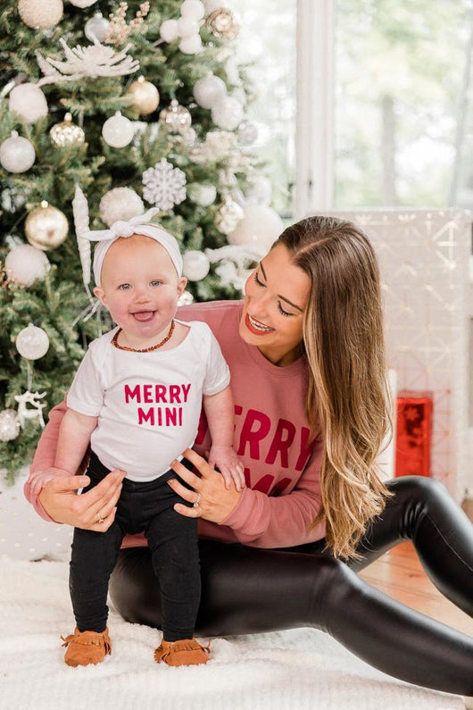 Merry Mini White Graphic Onesie