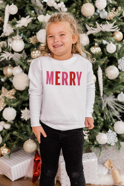 Kids Colorful Merry White Graphic Sweatshirt