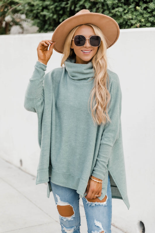 We Can Go The Distance Sage Dolman Sweater