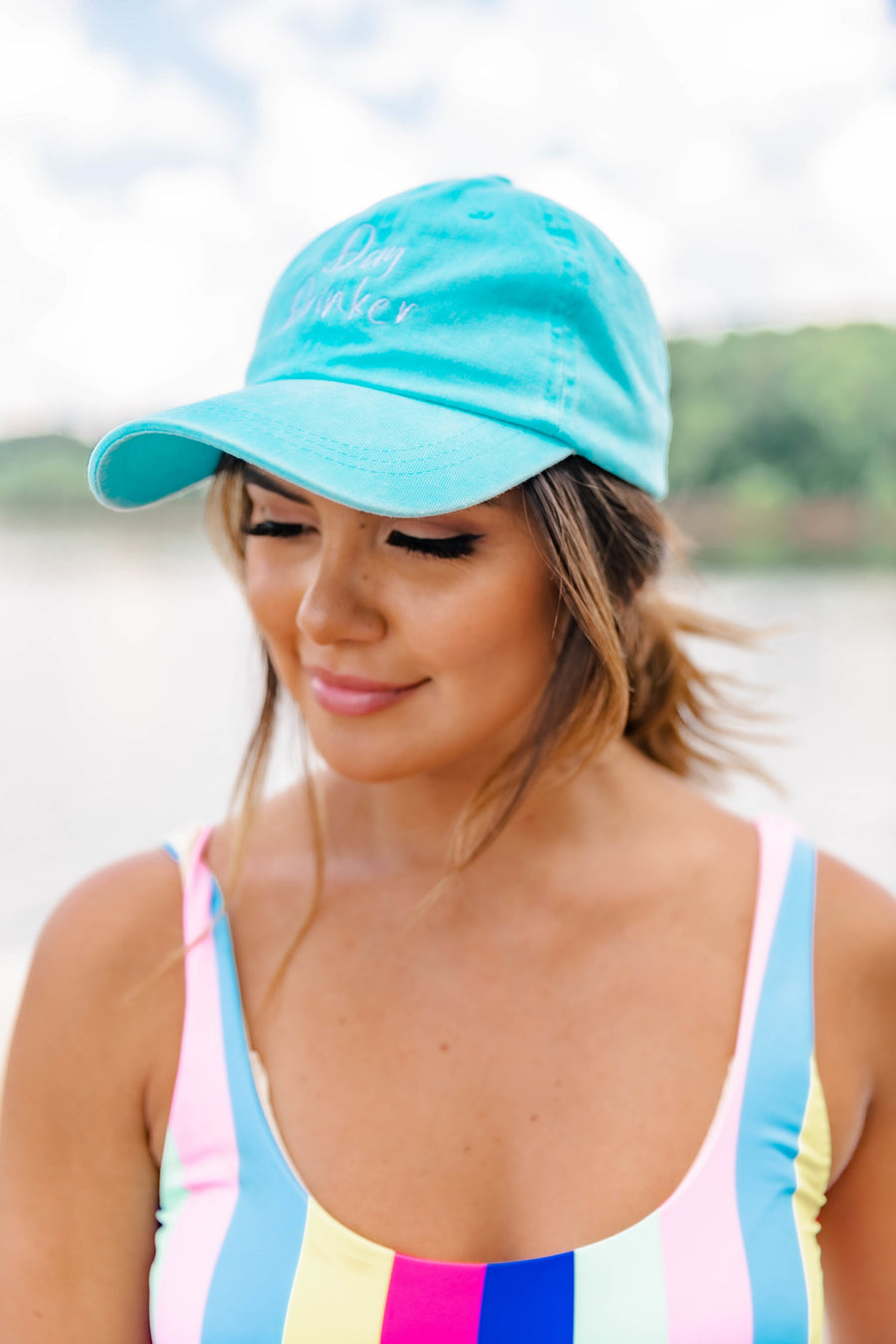 Day Drinker Embroidered Baseball Cap Aqua