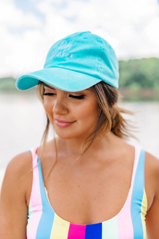 Day Drinker Embroidered Baseball Cap Aqua