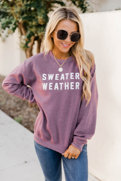 Sweater Weather Dark Maroon Graphic Sweatshirt