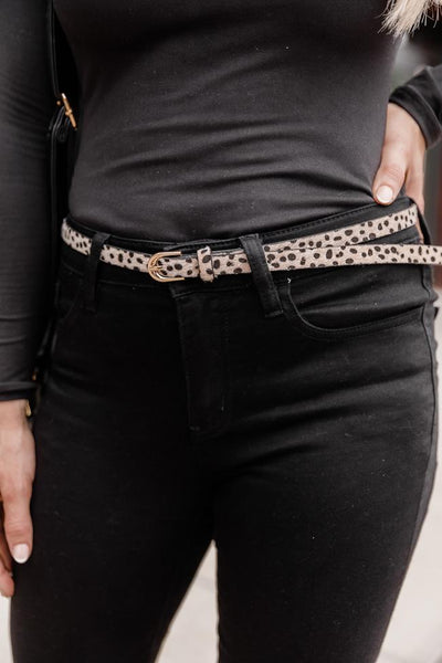 Get An Idea Leopard Skinny Beige Belt