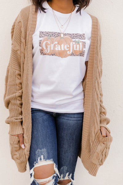 Grateful Pumpkin Graphic White Tee
