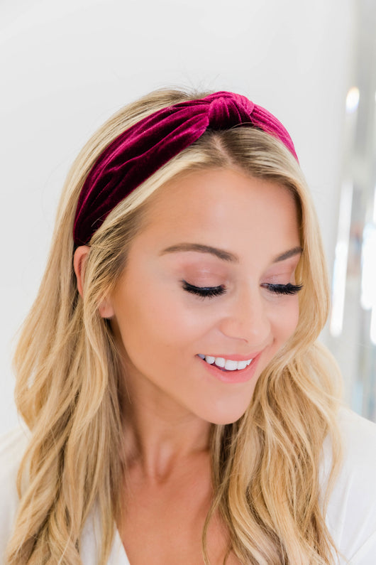 Wonderstruck By You Velvet Headband Burgundy