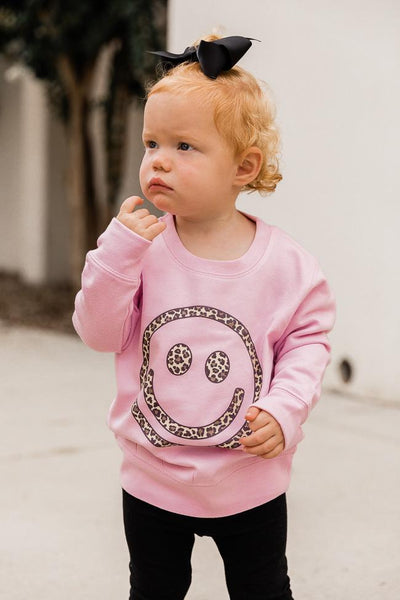 Animal Print Smiley Face Toddler Graphic Sweatshirt