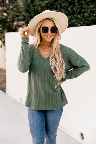 Living Lovely Olive Blouse