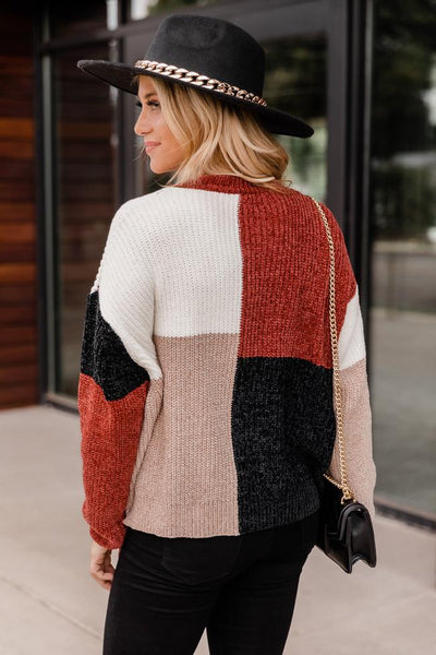 Speak To My Heart Rust Colorblock Sweater FINAL SALE