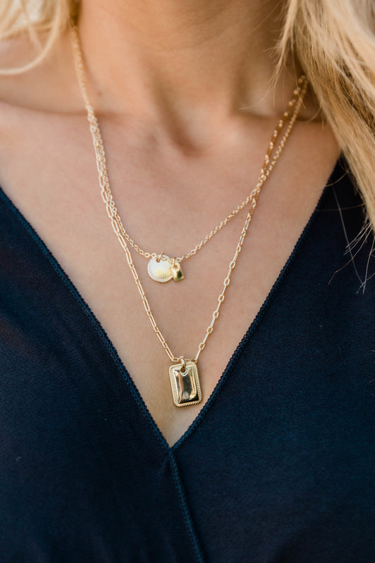 Away With Words Layered Necklace Gold