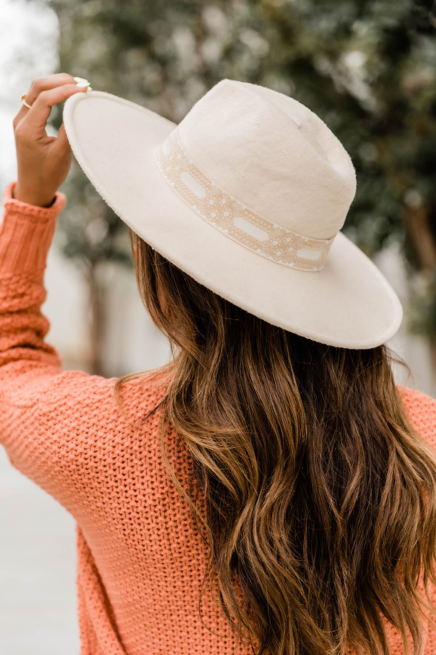 Keep Me Holding On Wide Brim Fedora Hat Beige